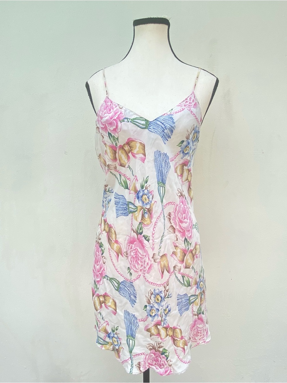 Victoria’s Secret Gold Label 100% Silk Multicolor Floral Sea Slip Dress Size S